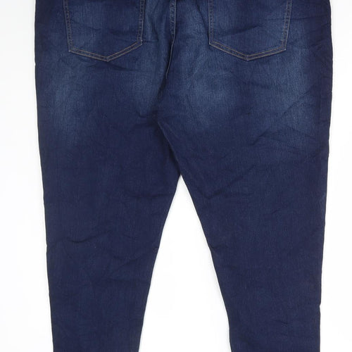 Marks and Spencer Womens Blue Cotton Skinny Jeans Size 22 L27 in Regular Button