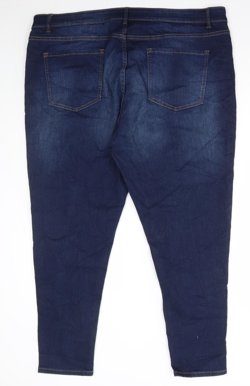 Marks and Spencer Womens Blue Cotton Skinny Jeans Size 22 L27 in Regular Button
