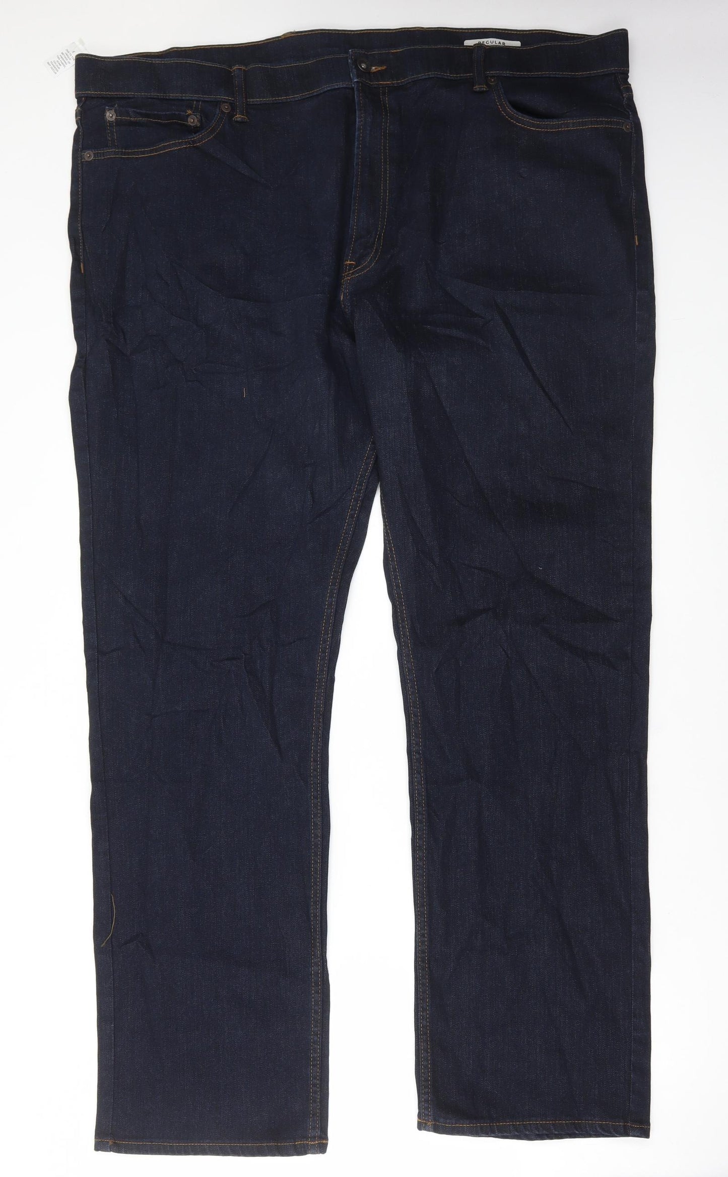 Marks and Spencer Mens Blue Cotton Straight Jeans Size 44 in L31 in Regular Button