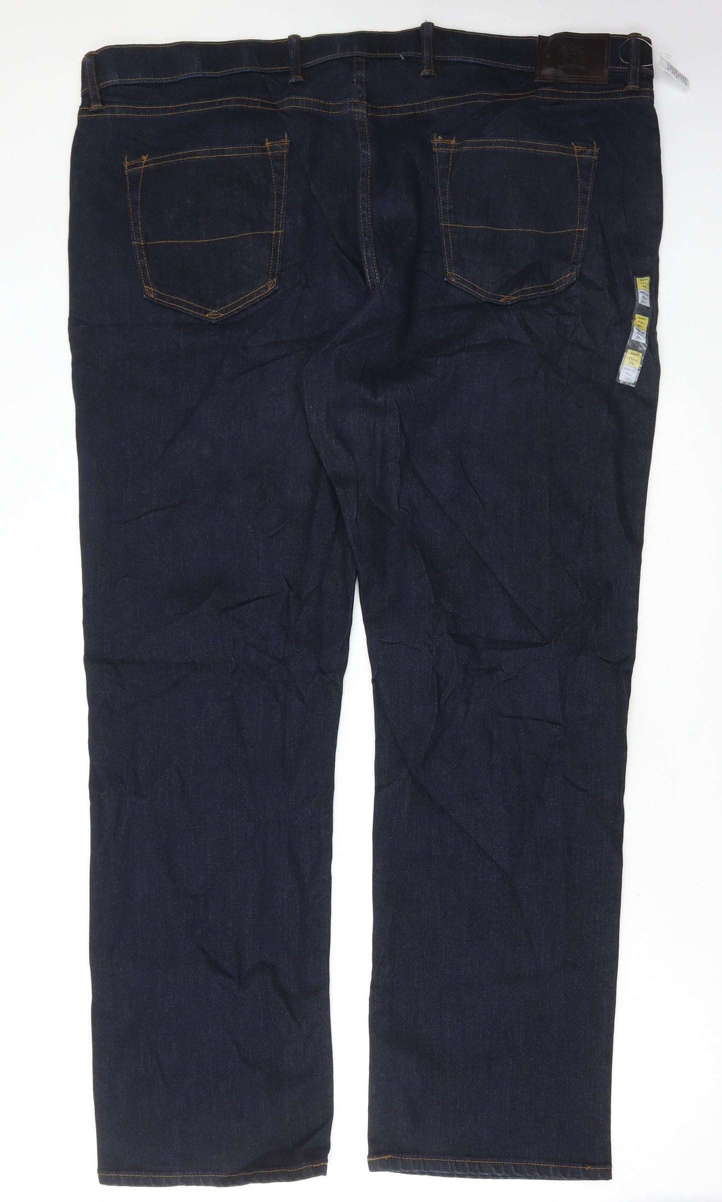 Marks and Spencer Mens Blue Cotton Straight Jeans Size 44 in L31 in Regular Button