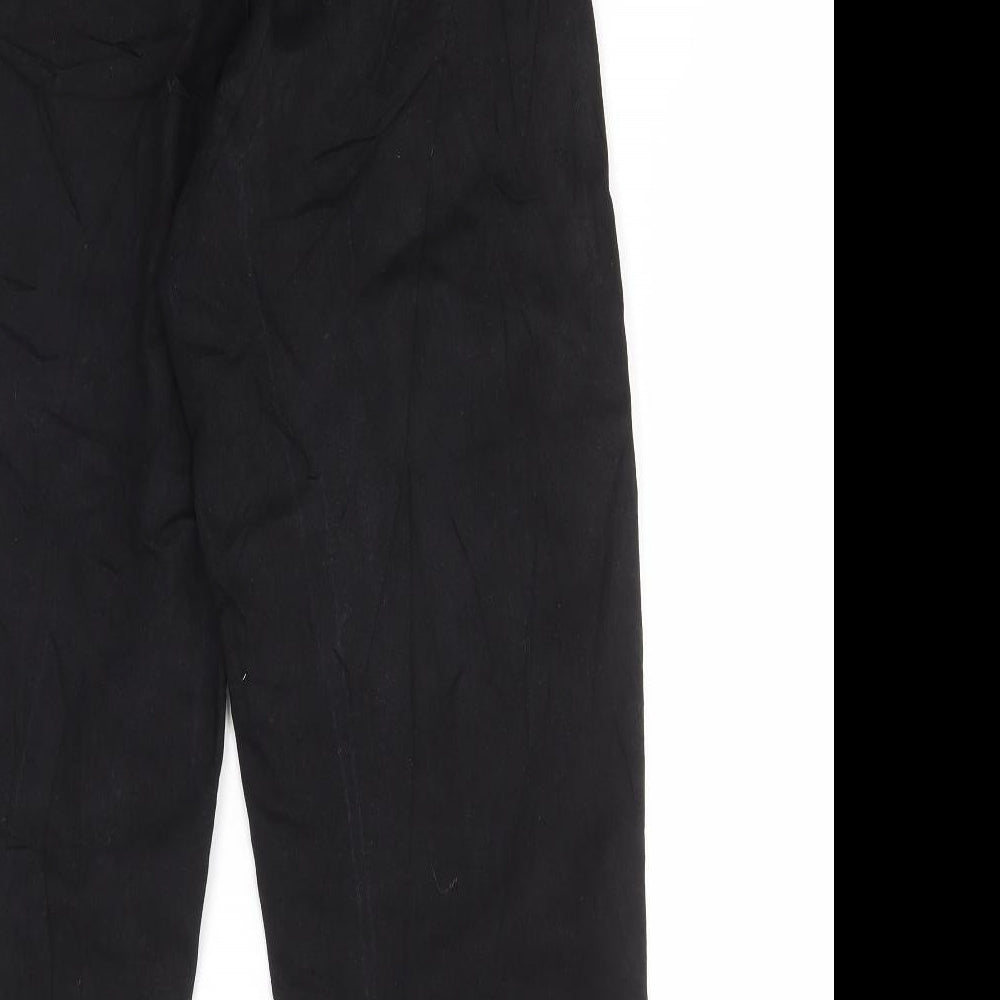 Marks and Spencer Womens Black Cotton Wide-Leg Jeans Size 10 L27 in Regular Button