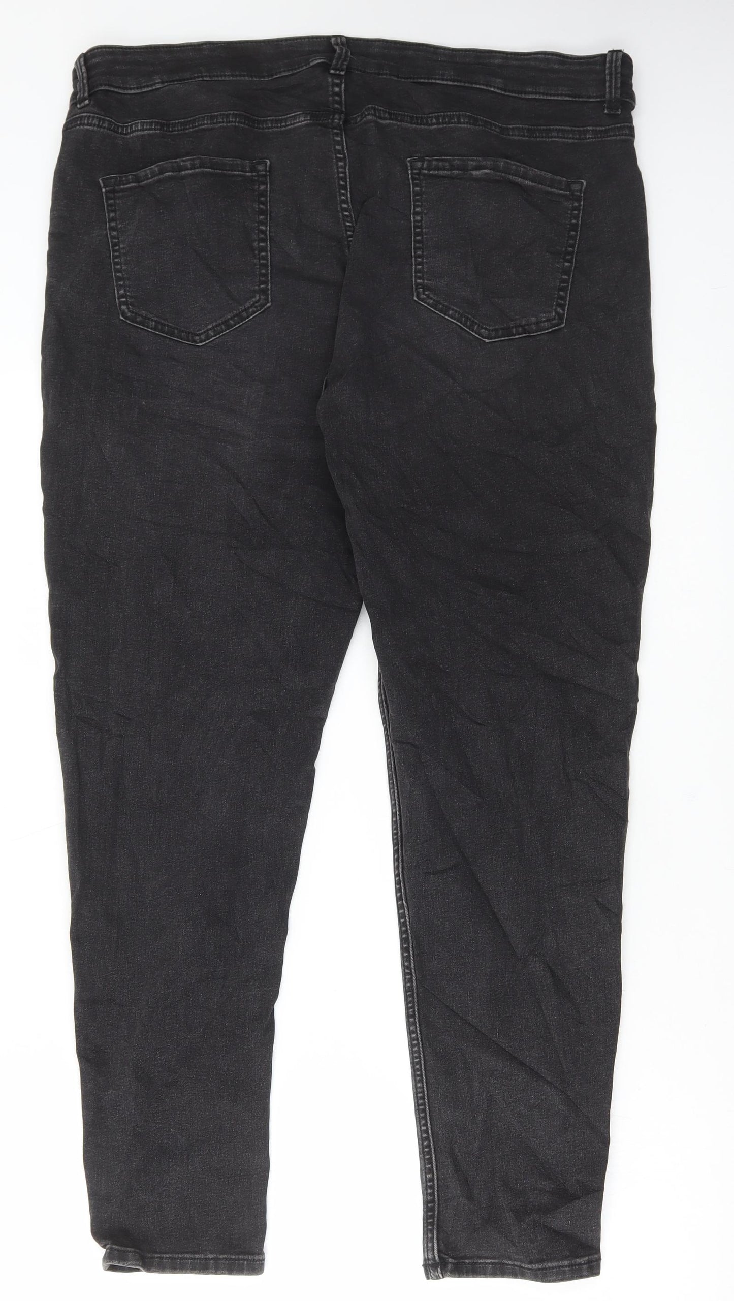 Marks and Spencer Womens Grey Cotton Skinny Jeans Size 18 L29 in Regular Button