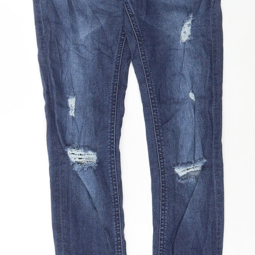 Marks and Spencer Womens Blue Cotton Skinny Jeans Size 4 L31 in Regular Button