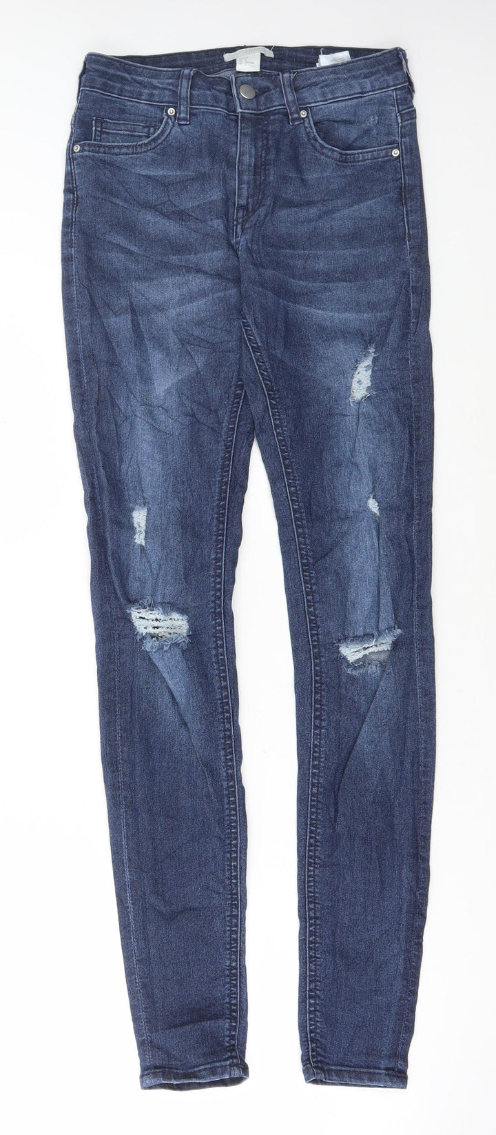 Marks and Spencer Womens Blue Cotton Skinny Jeans Size 4 L31 in Regular Button