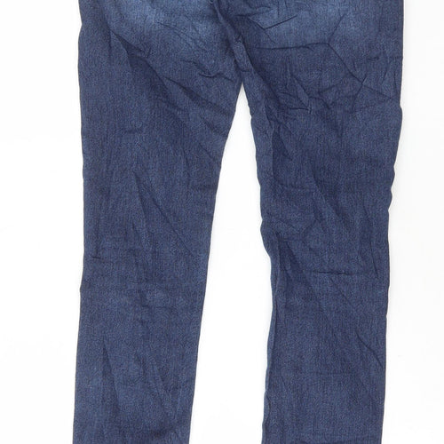 Marks and Spencer Womens Blue Cotton Skinny Jeans Size 4 L31 in Regular Button