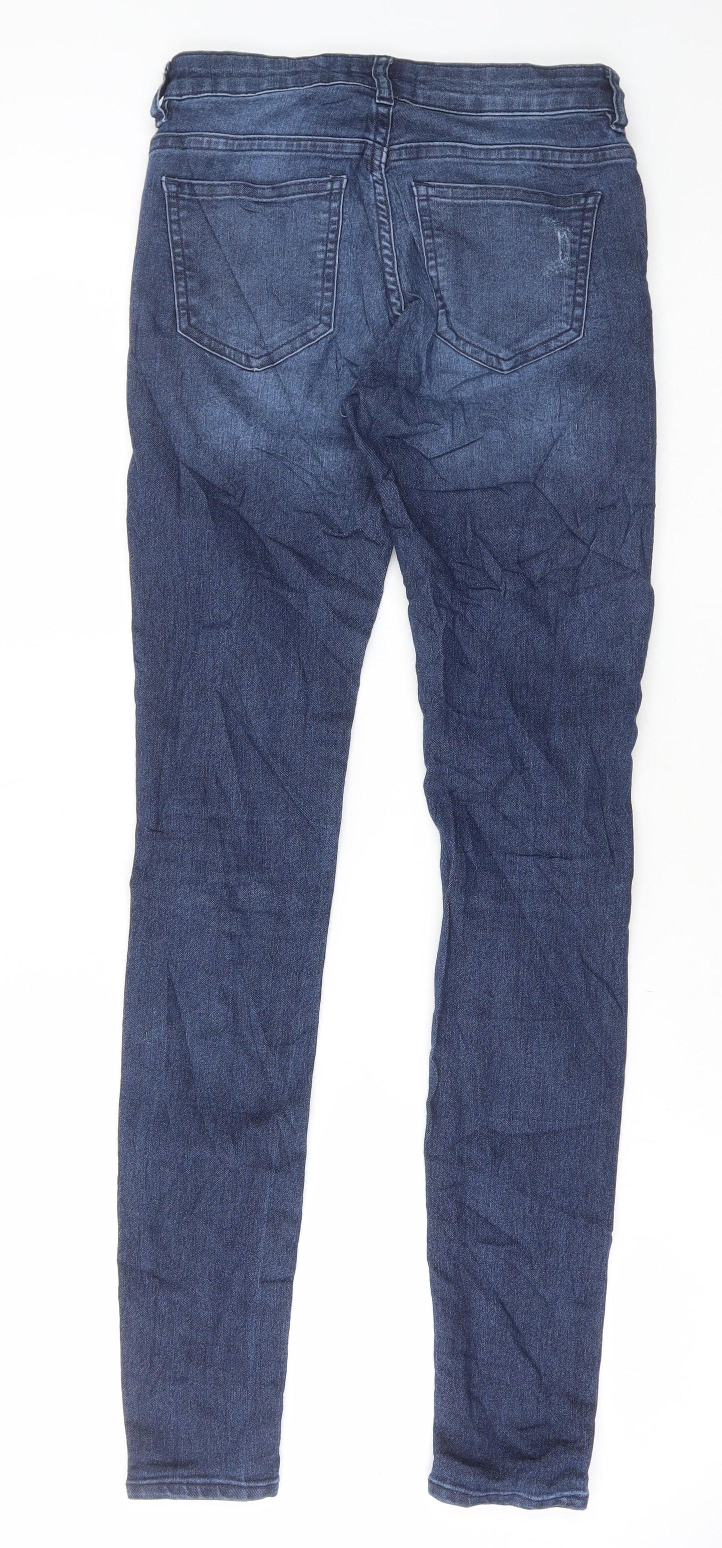 Marks and Spencer Womens Blue Cotton Skinny Jeans Size 4 L31 in Regular Button