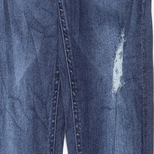 Marks and Spencer Womens Blue Cotton Skinny Jeans Size 4 L31 in Regular Button