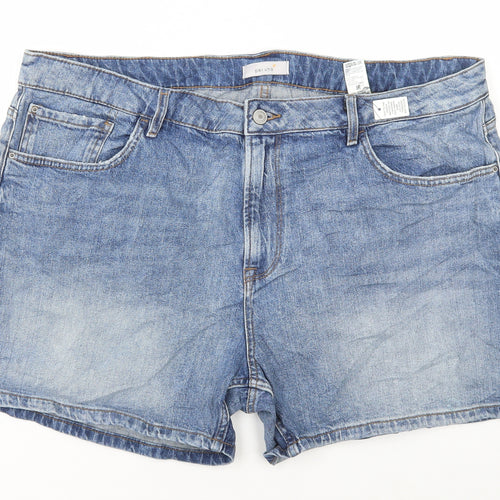 Marks and Spencer Womens Blue Cotton Bermuda Shorts Size 22 L5 in Regular Button