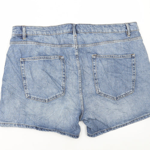 Marks and Spencer Womens Blue Cotton Bermuda Shorts Size 22 L5 in Regular Button