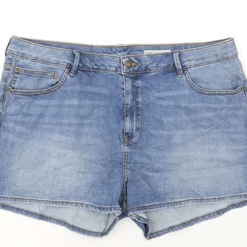 Marks and Spencer Womens Blue Cotton Bermuda Shorts Size 22 L3 in Regular Button