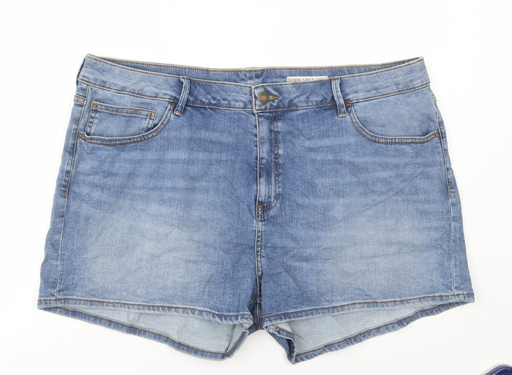 Marks and Spencer Womens Blue Cotton Bermuda Shorts Size 22 L3 in Regular Button