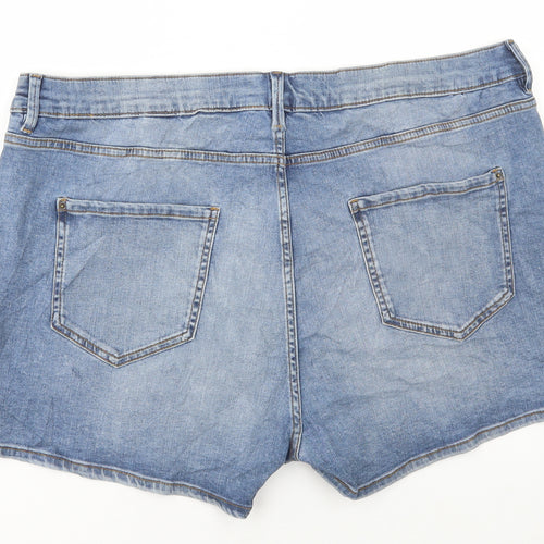 Marks and Spencer Womens Blue Cotton Bermuda Shorts Size 22 L3 in Regular Button