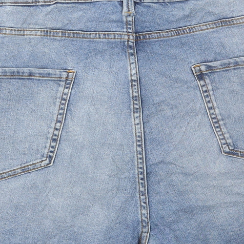 Marks and Spencer Womens Blue Cotton Bermuda Shorts Size 22 L3 in Regular Button