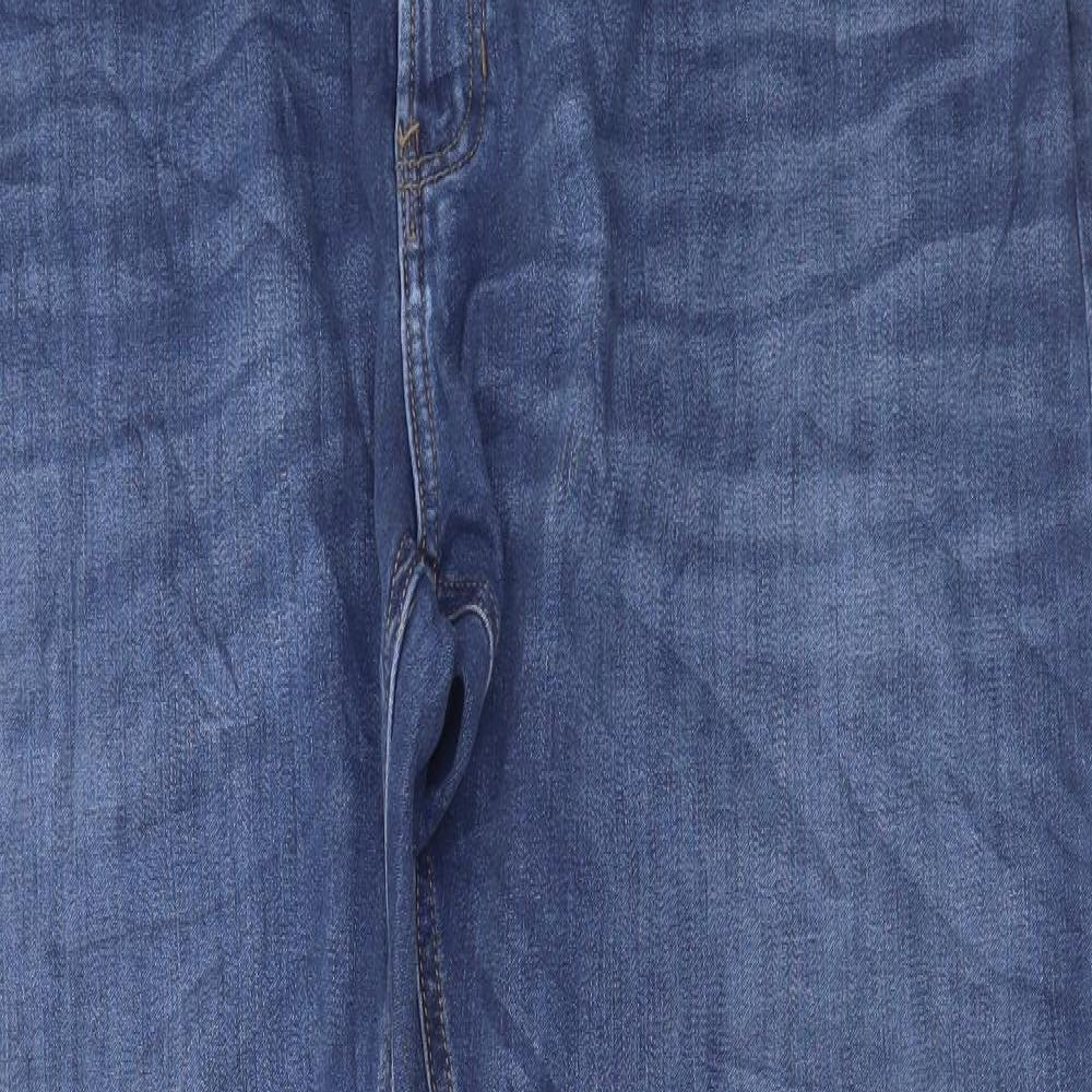 Marks and Spencer Mens Blue Cotton Straight Jeans Size 44 in L33 in Regular Button