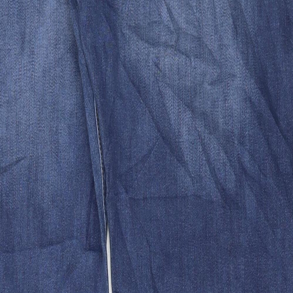Marks and Spencer Mens Blue Cotton Straight Jeans Size 44 in L33 in Regular Button