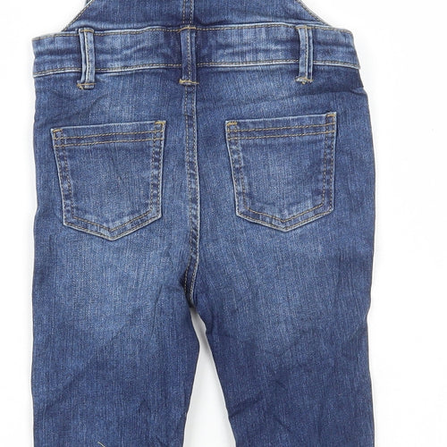 Marks and Spencer Girls Blue Cotton Dungaree One-Piece Size 2-3 Years Snap