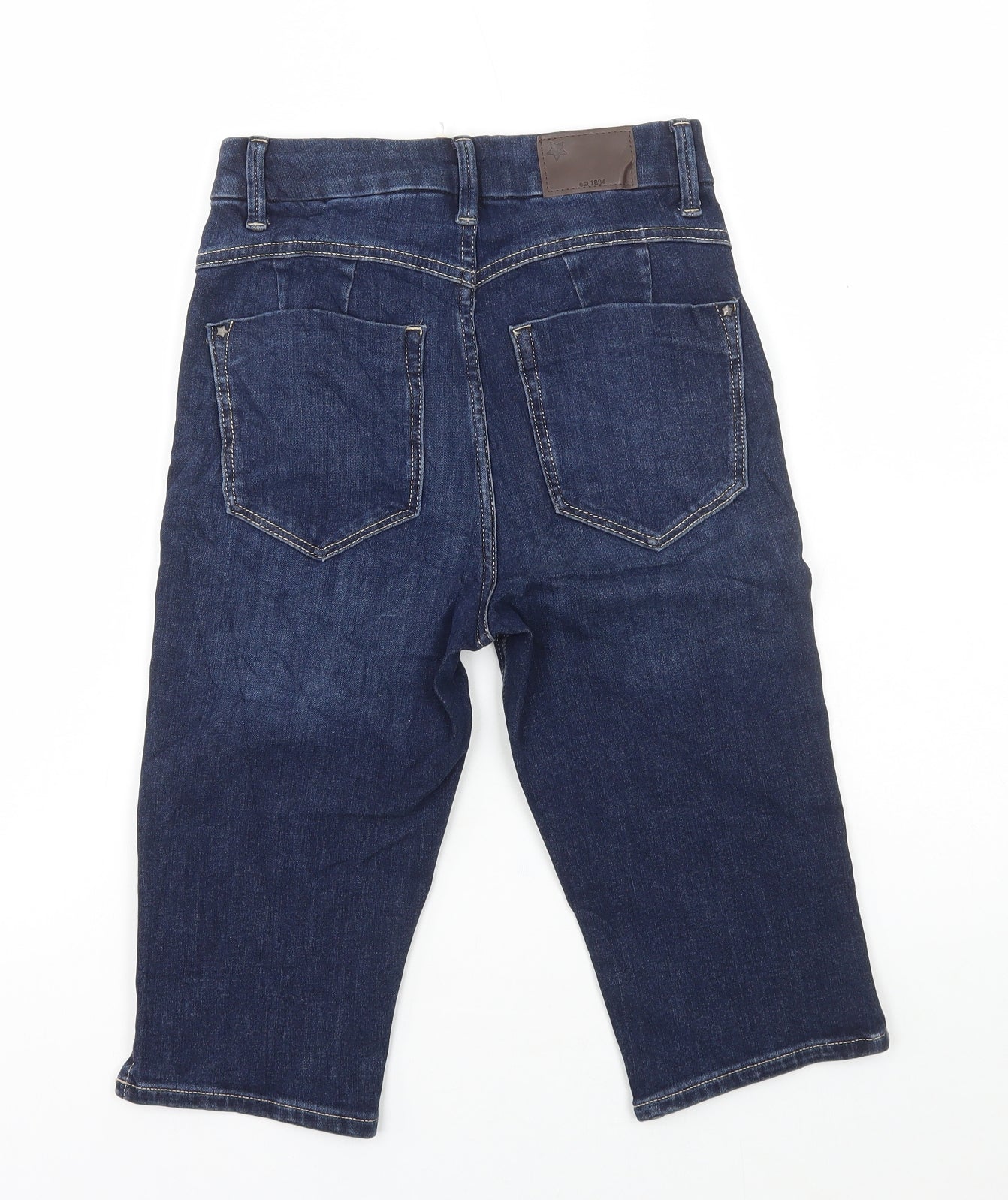 Marks and Spencer Womens Blue Cotton Biker Shorts Size 6 L14 in Regular Button