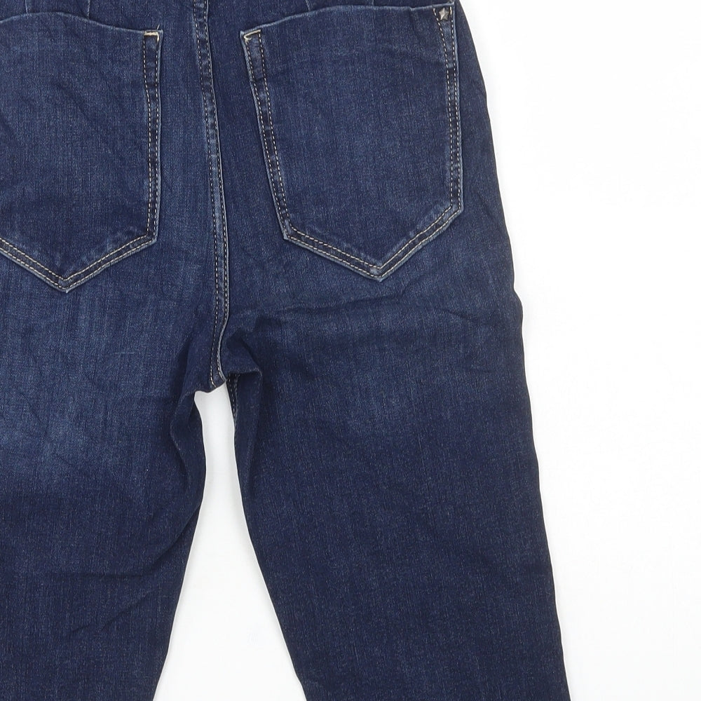 Marks and Spencer Womens Blue Cotton Biker Shorts Size 6 L14 in Regular Button