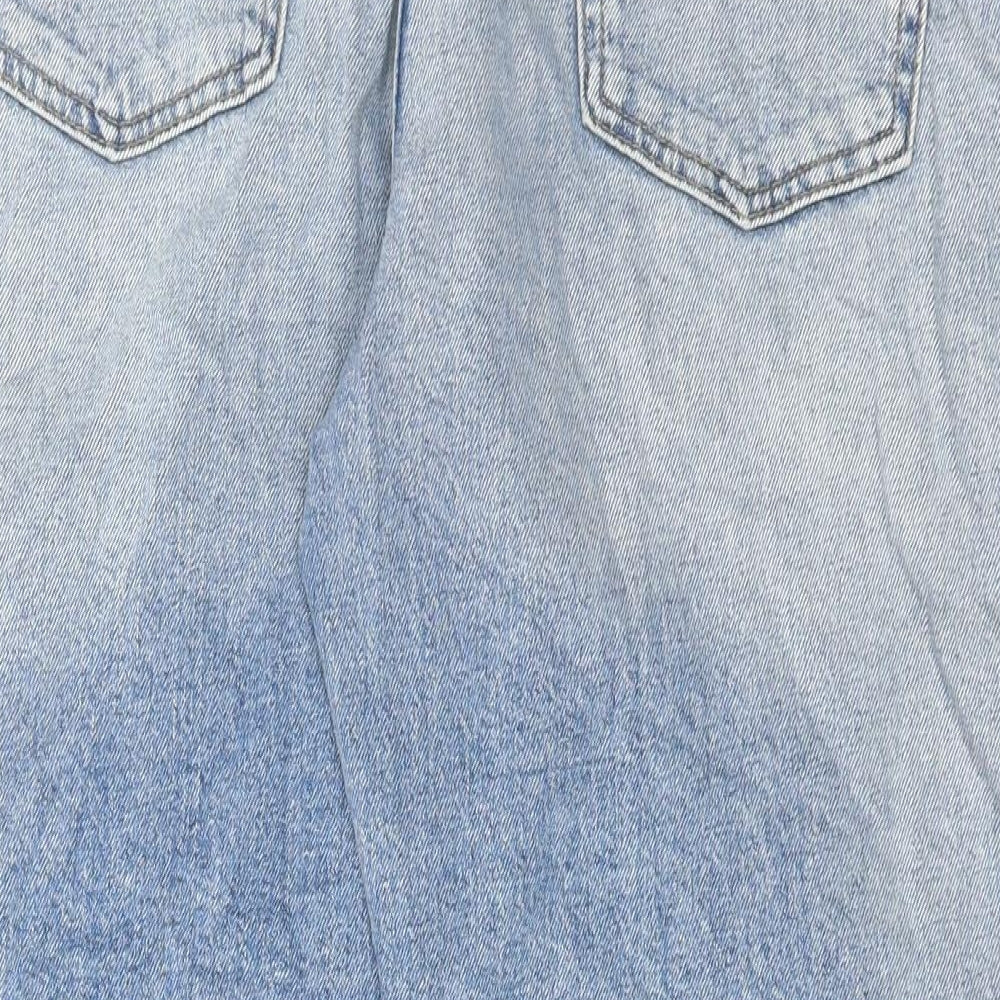 Marks and Spencer Womens Blue Elastane Wide-Leg Jeans Size 14 L25 in Regular Button