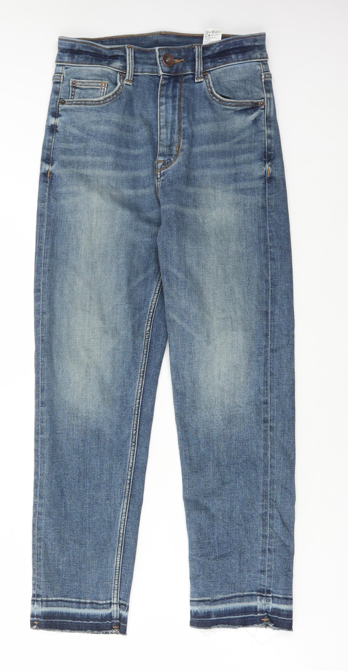 Marks and Spencer Womens Blue Cotton Cropped Jeans Size 6 L23 in Regular Button