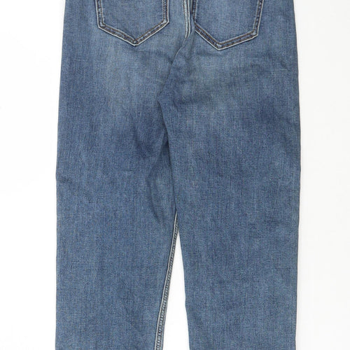 Marks and Spencer Womens Blue Cotton Cropped Jeans Size 6 L23 in Regular Button