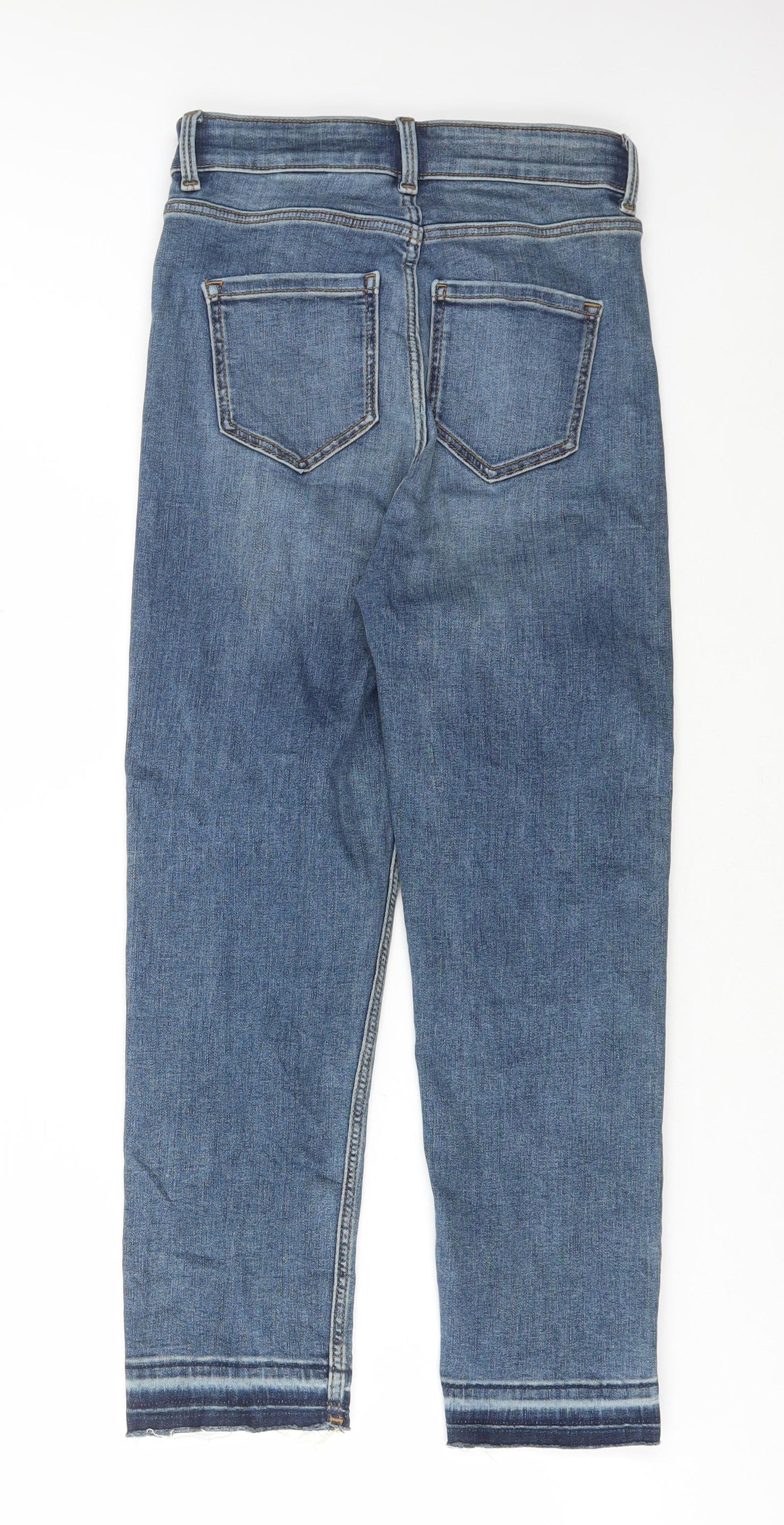 Marks and Spencer Womens Blue Cotton Cropped Jeans Size 6 L23 in Regular Button