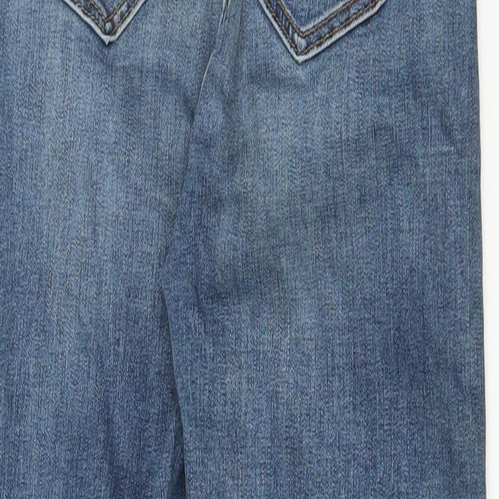 Marks and Spencer Womens Blue Cotton Cropped Jeans Size 6 L23 in Regular Button