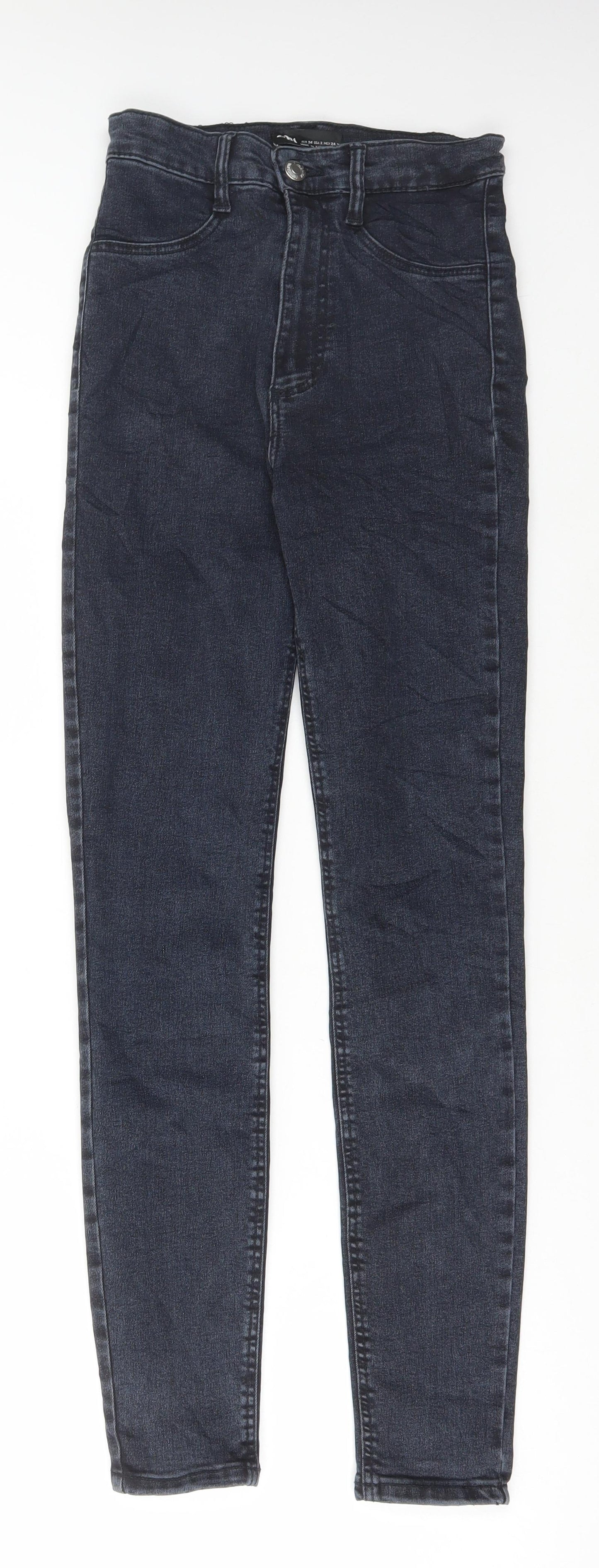 Zara Womens Black Cotton Skinny Jeans Size 6 L28 in Regular Button