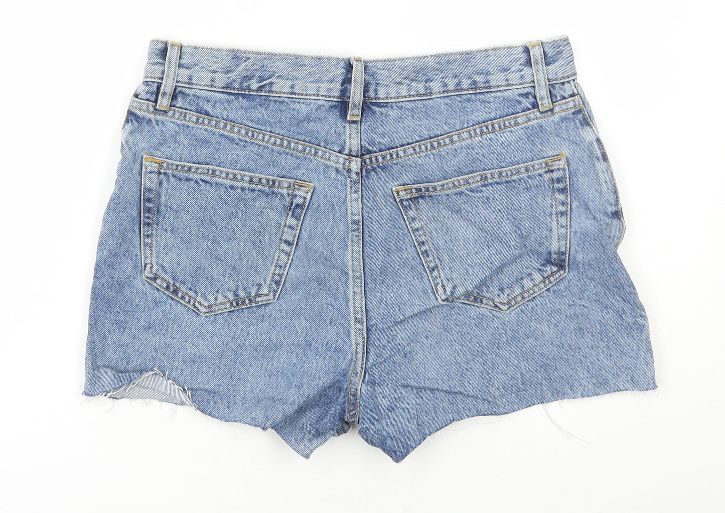 Marks and Spencer Womens Blue Cotton Hot Pants Shorts Size 10 Regular Button