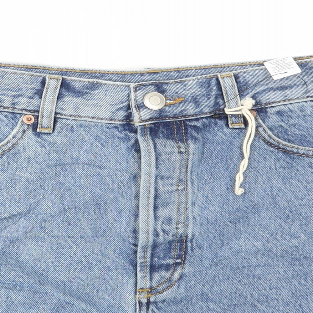 Marks and Spencer Womens Blue Cotton Hot Pants Shorts Size 10 Regular Button