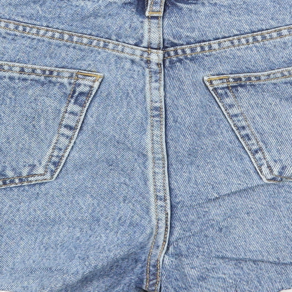 Marks and Spencer Womens Blue Cotton Hot Pants Shorts Size 10 Regular Button