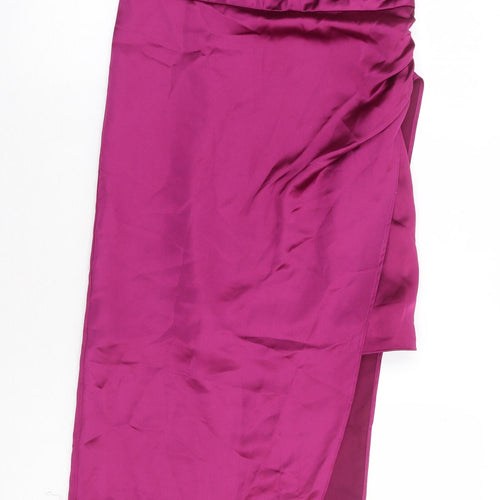 Zara Womens Purple Polyester Slip Dress Size S Cowl Neck Zip