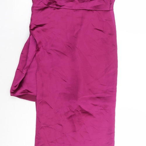 Zara Womens Purple Polyester Slip Dress Size S Cowl Neck Zip