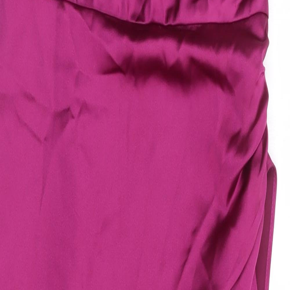 Zara Womens Purple Polyester Slip Dress Size S Cowl Neck Zip