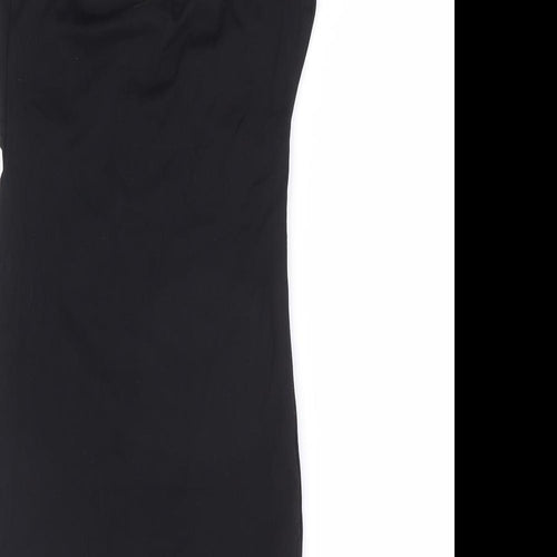 Pull & Bear Womens Black Polyester Bodycon Size S Halter Tie