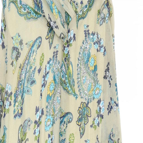 M Butterfly Womens Beige Floral Polyester A-Line Size M V-Neck Zip