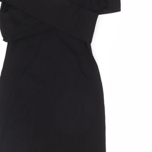 By The Way Womens Black Polyester Bodycon Size XS V-Neck Pullover - Cold Shoulder Detail