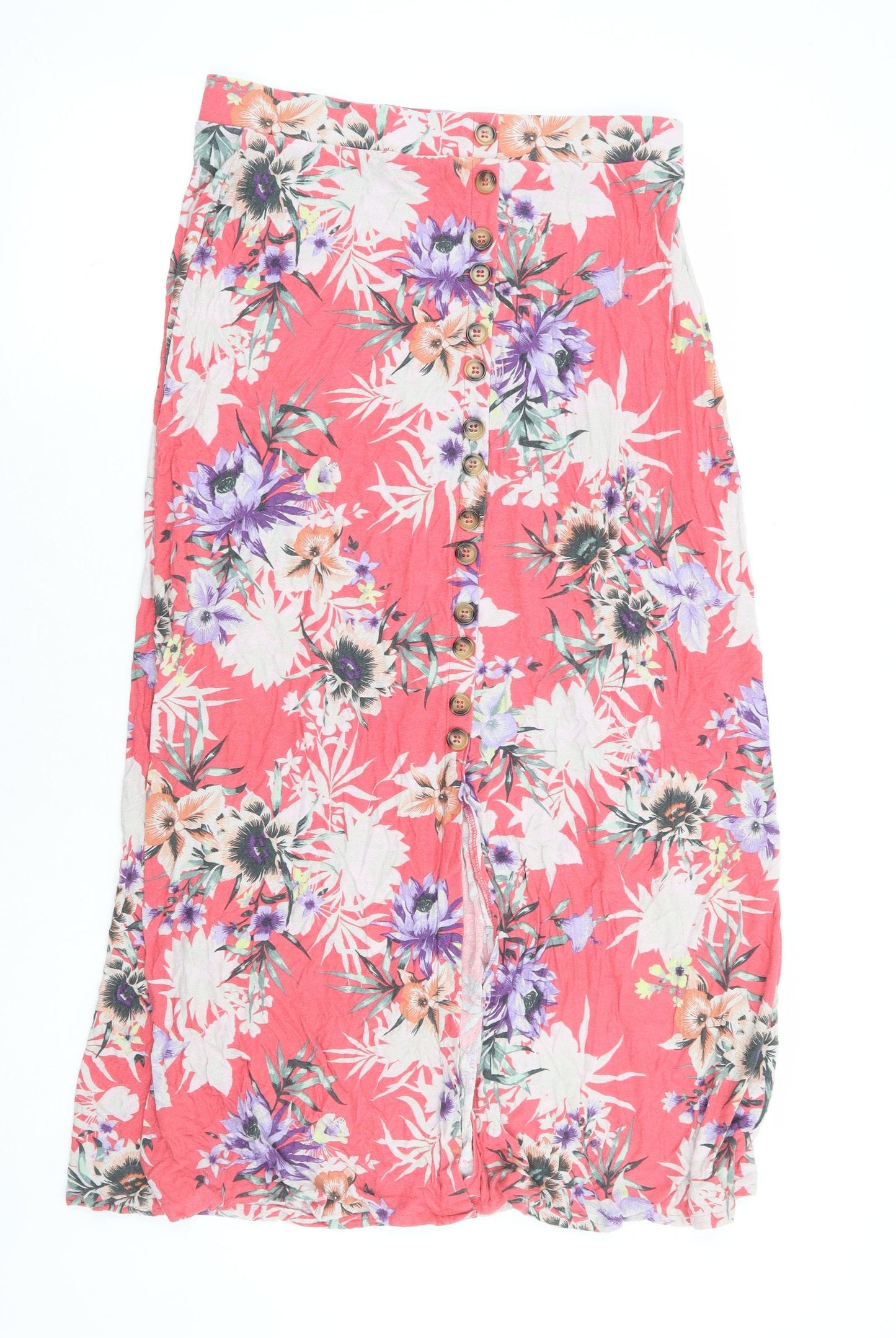 NEXT Womens Pink Floral Viscose A-Line Skirt Size 14