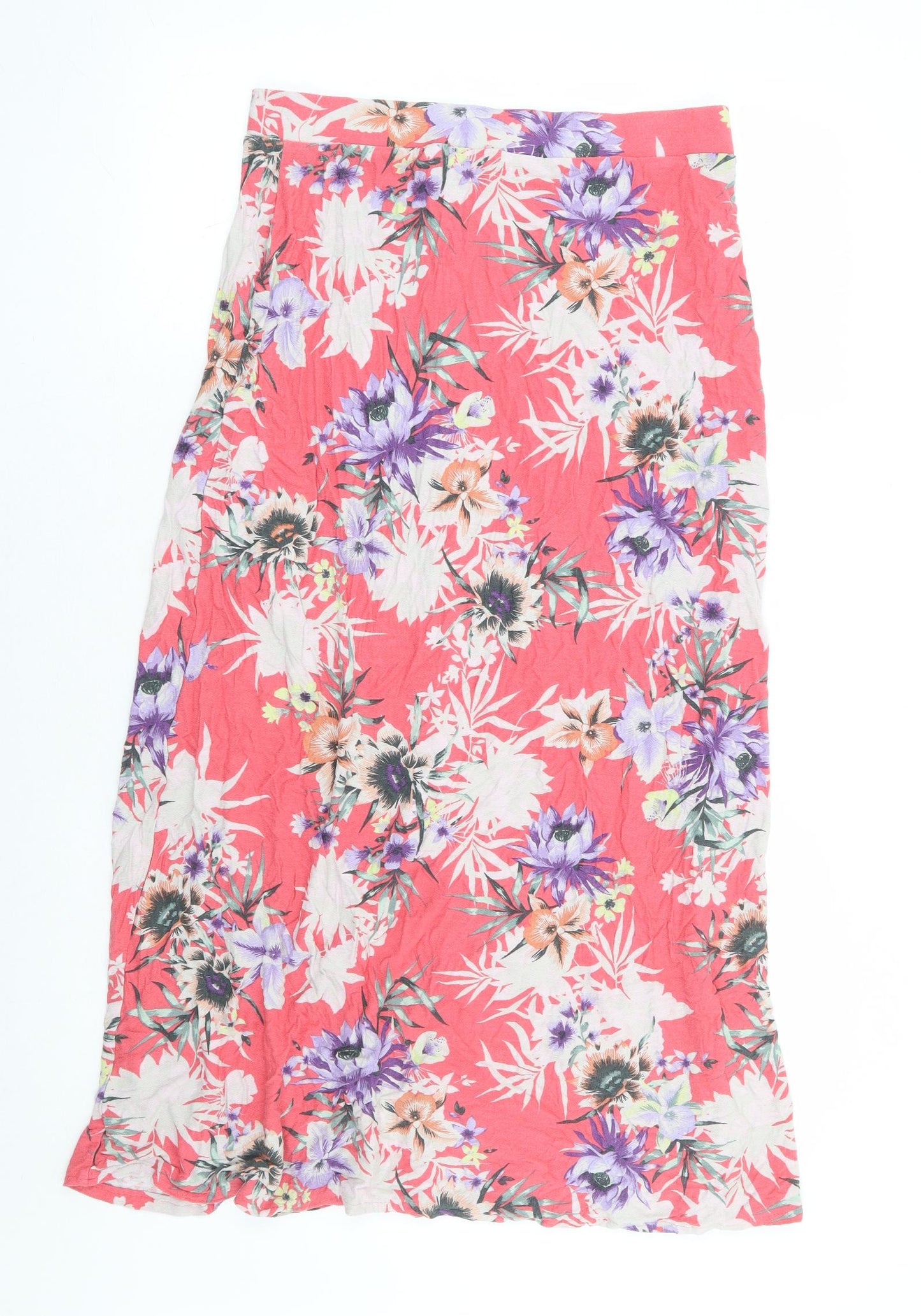 NEXT Womens Pink Floral Viscose A-Line Skirt Size 14