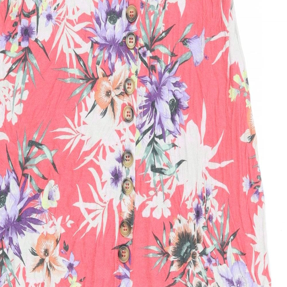 NEXT Womens Pink Floral Viscose A-Line Skirt Size 14