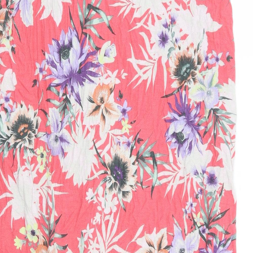 NEXT Womens Pink Floral Viscose A-Line Skirt Size 14