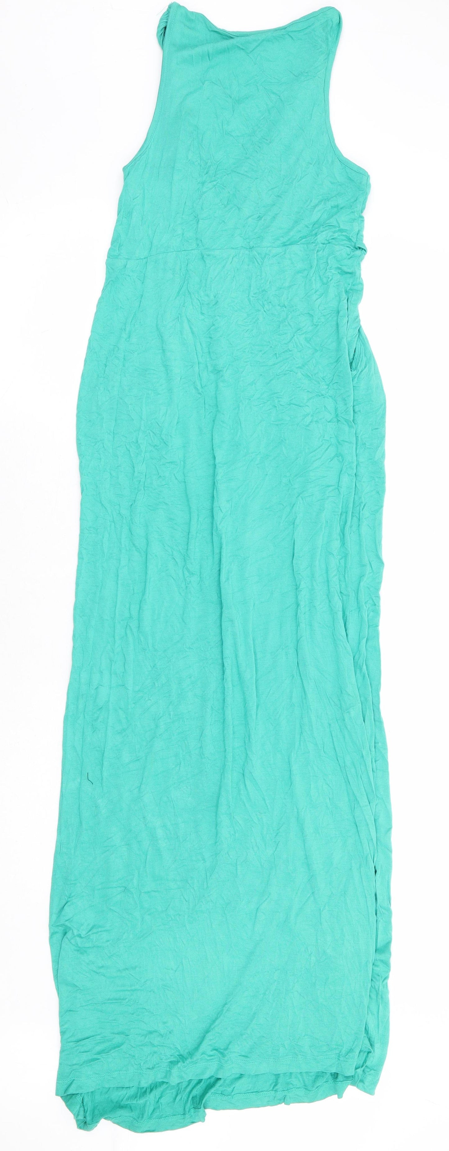 Geri by NEXT Womens Green Viscose Maxi Size 8 V-Neck Pullover