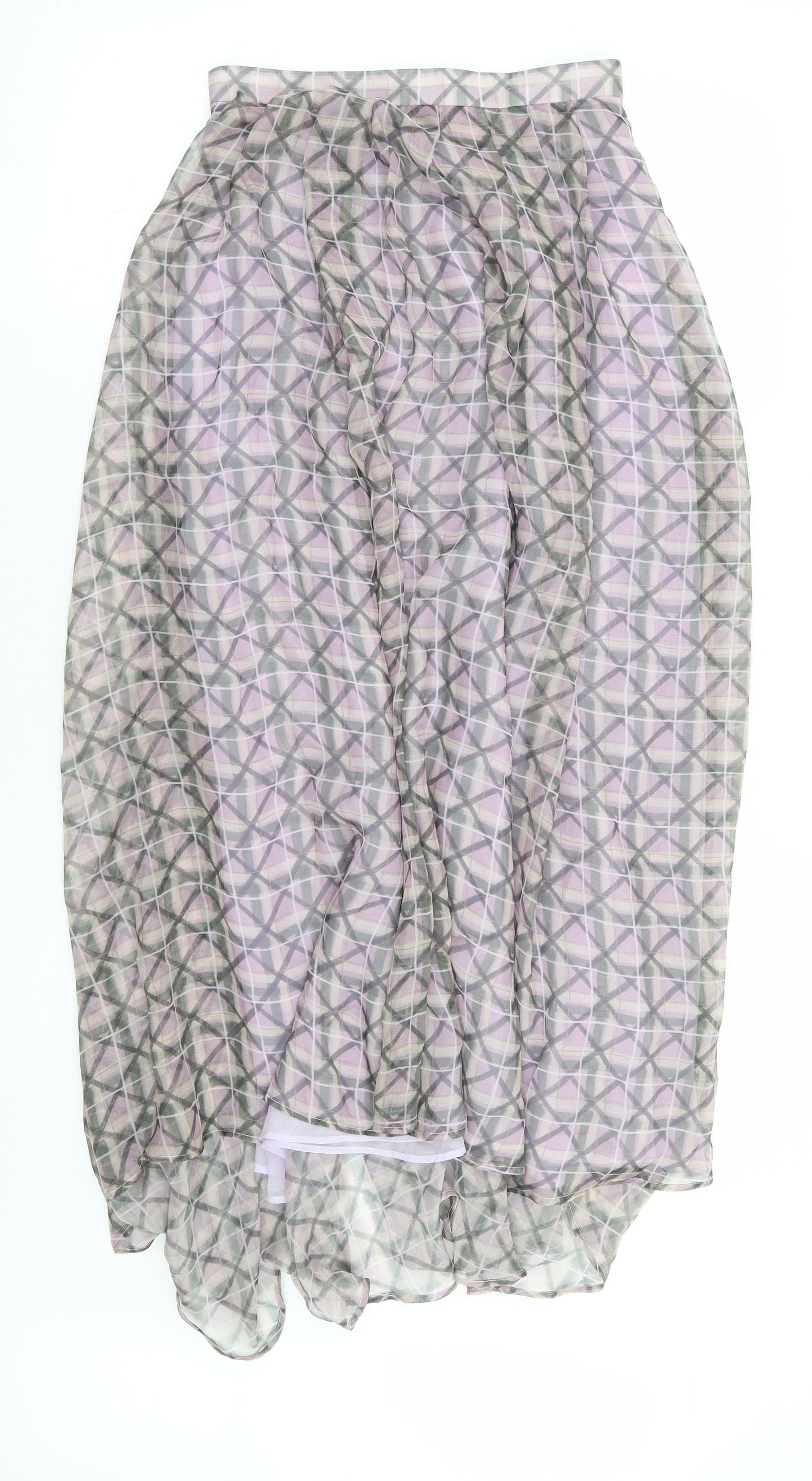 Alexa Chung Womens Purple Plaid Polyester A-Line Skirt Size 8 Zip