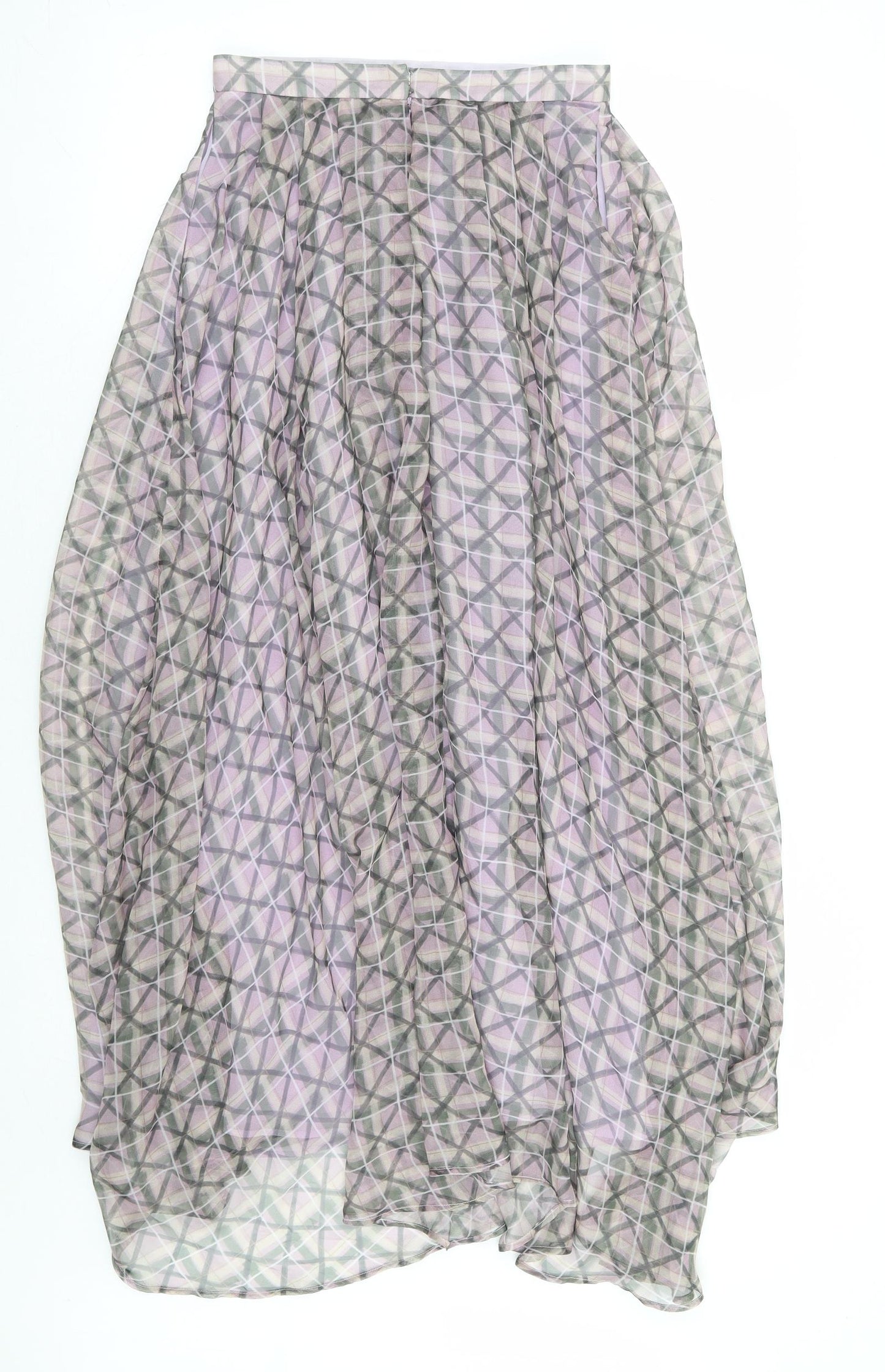 Alexa Chung Womens Purple Plaid Polyester A-Line Skirt Size 8 Zip