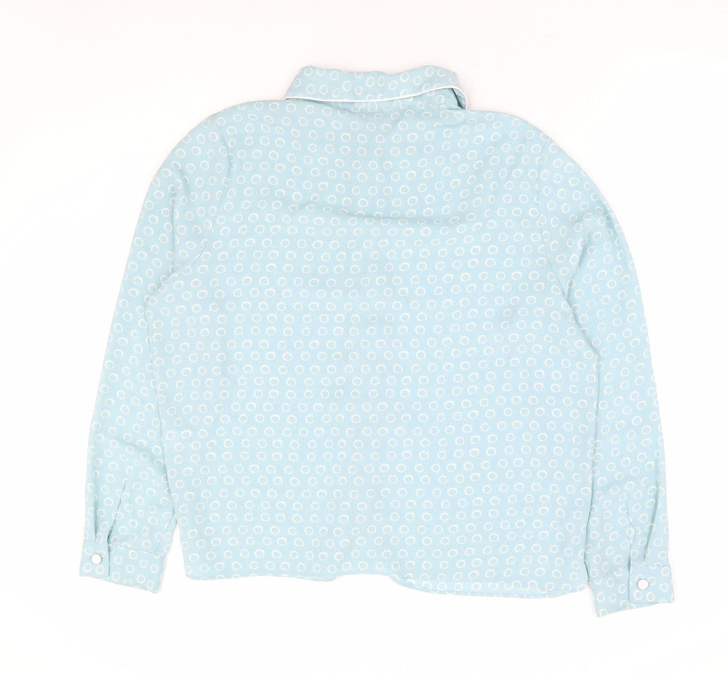 TU Womens Blue Geometric Polyester Basic Button-Up Size 14 Collared