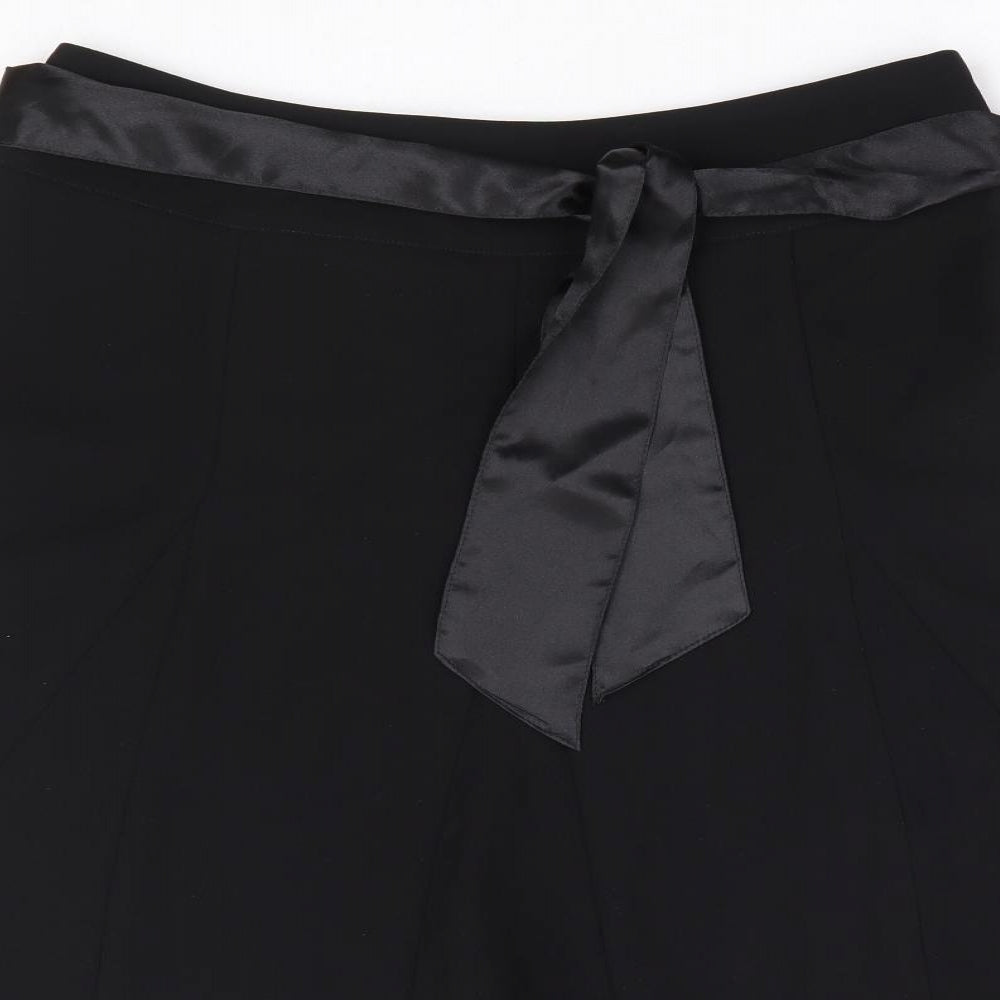 Per Se Womens Black Polyester Flare Skirt Size 12 Zip - Belted