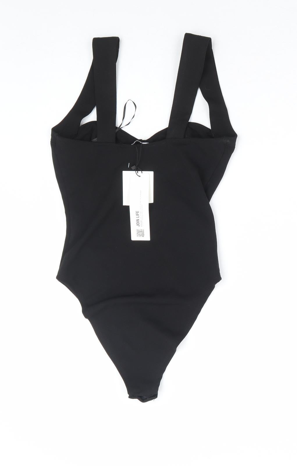 Zara Womens Black Polyester Bodysuit One-Piece Size S Snap