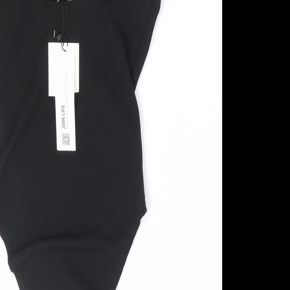 Zara Womens Black Polyester Bodysuit One-Piece Size S Snap