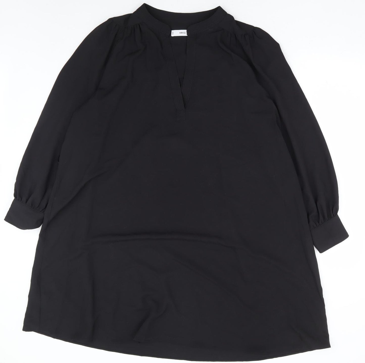 Mango Womens Black Polyester A-Line Size XL V-Neck Pullover