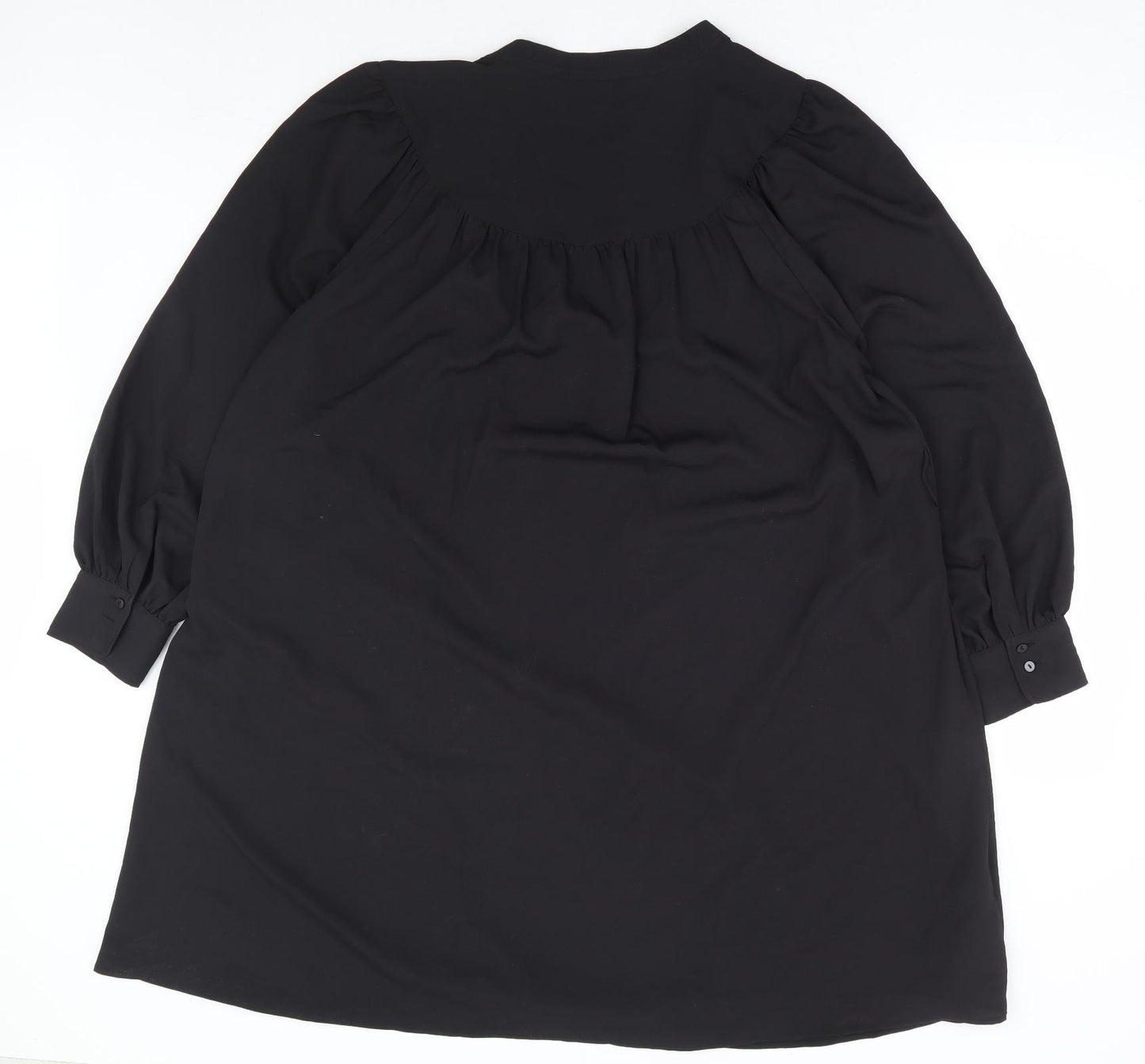 Mango Womens Black Polyester A-Line Size XL V-Neck Pullover
